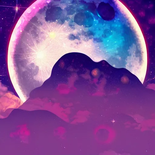 Image similar to the moon, retrowave epic art, trending in deviant art