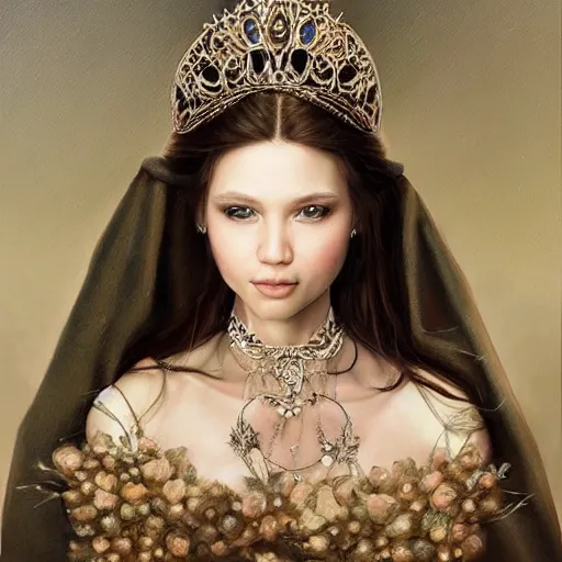 Prompt: portrait painting of a princess, ultra realistic, concept art, intricate details, eerie highly detailed