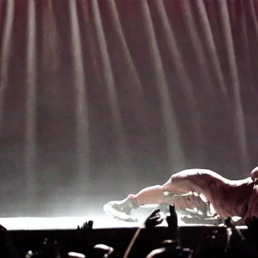Prompt: kanye west crawling on all fours like a demon