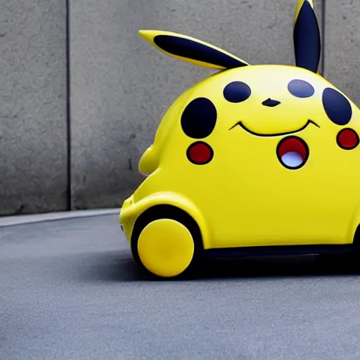 Prompt: a car in the shape of pikachu, photo