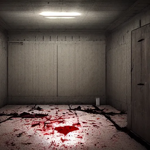 Prompt: mortuary with led strip lighting and blood soaked floor, artstation, morbid, dark photography, realistic,