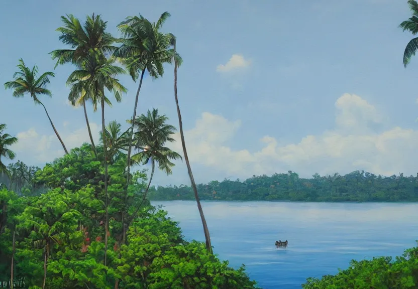 Image similar to sri lankan landscape, painting by aaron griffin,