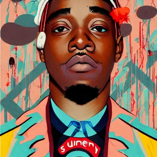 Image similar to Supreme x Lil Yachty Profile Picture by Sachin Teng, asymmetrical, Organic Painting , Matte Painting, geometric shapes, hard edges, graffiti, street art,:2 by Sachin Teng:4