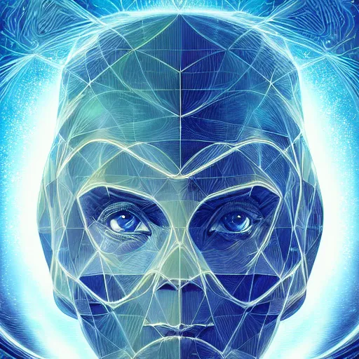 Prompt: beautiful portrait of intelligence, spatial space deformation in latent space, hologram, math art, astral plane, by artgerm and dan mumford and gustave dore, artstation