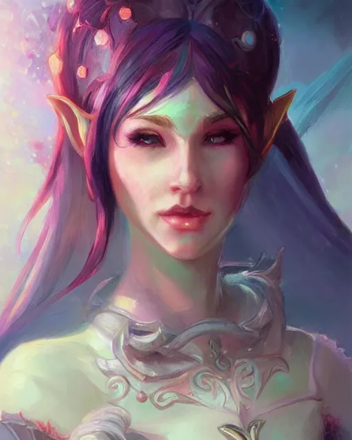 Image similar to a beautiful elf princess, oil painting, by Fernanda Suarez and ross tran