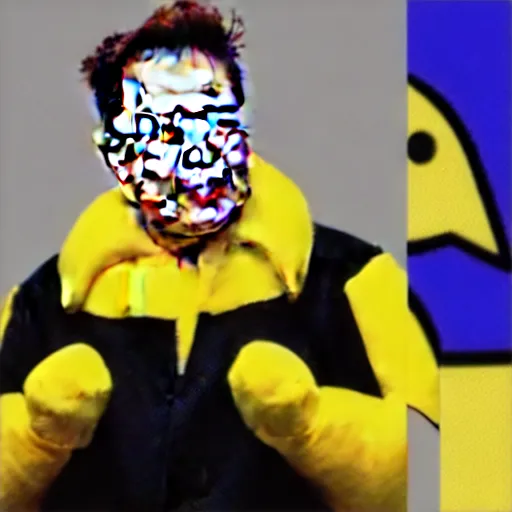 Image similar to elon musk with a pikachu costume