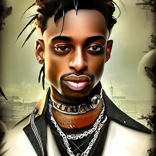 Image similar to playboi carti in futuristic steampunk style digital art 4 k the detailed super realistic