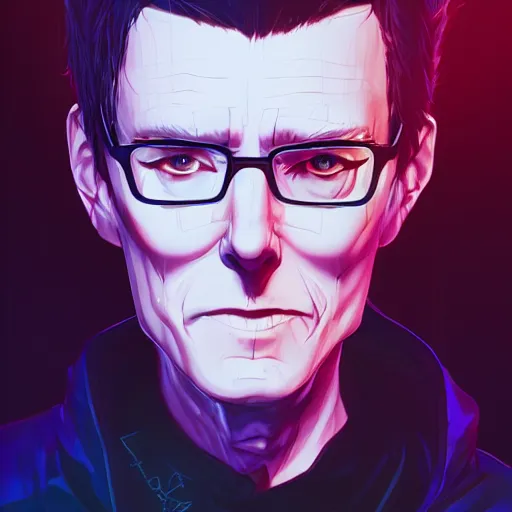 Image similar to william gibson as Case from Neuromancer, ambient lighting, 4k, anime key visual, lois van baarle, ilya kuvshinov, rossdraws, artstation