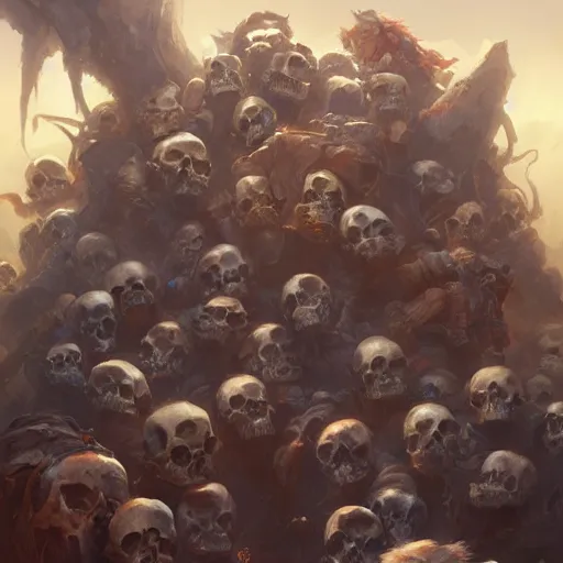 Image similar to a pile of skulls, by justin gerard and greg rutkowski, digital art, realistic painting, dnd, character design, trending on artstation