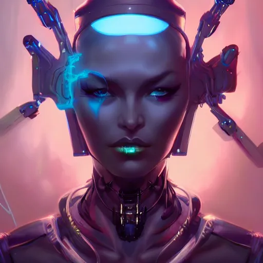 Image similar to a portrait of a beautiful cybernetic mistress of the dark, cyberpunk concept art by pete mohrbacher and wlop and artgerm and josan gonzales, digital art, highly detailed, intricate, sci-fi, sharp focus, Trending on Artstation HQ, deviantart, unreal engine 5, 4K UHD image