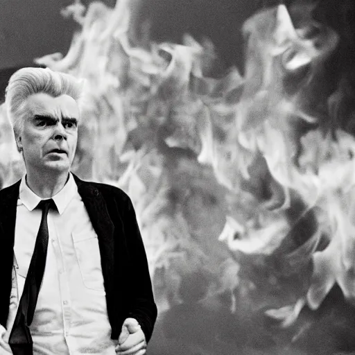 Image similar to David Byrne burning down his house