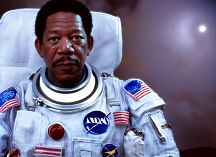 Prompt: a film still of morgan freeman in 2 0 0 1 space oddity