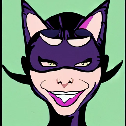 Image similar to portrait of catwoman doing funny faces