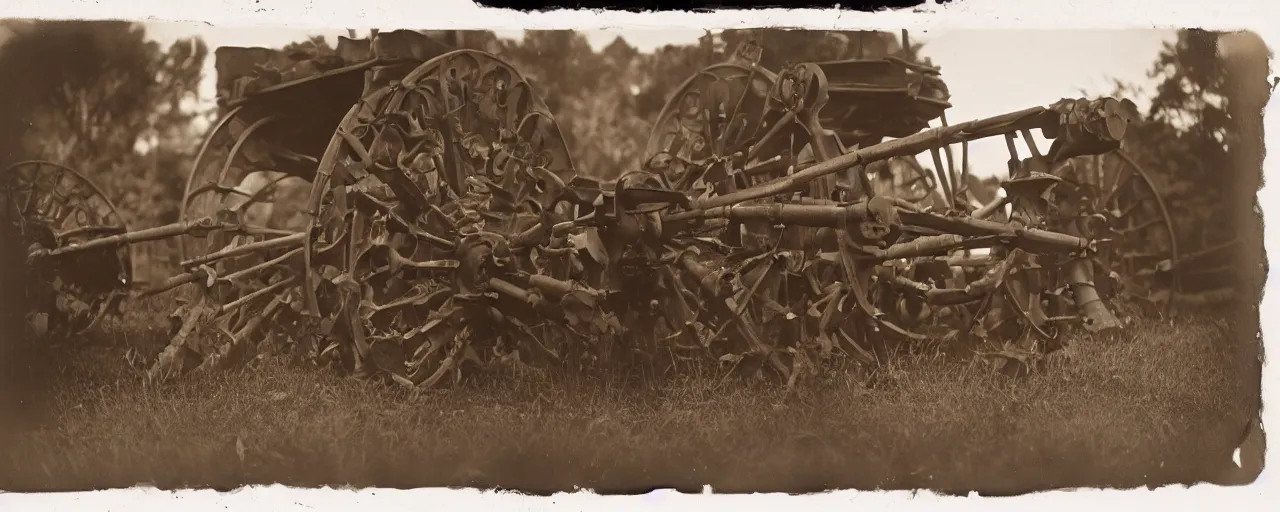 Image similar to spaghetti next to a 1 2 - pounder howitzer cannon, american civil war, tintype, small details, intricate, 5 0 mm, cinematic lighting, photography, wes anderson, film, kodachrome