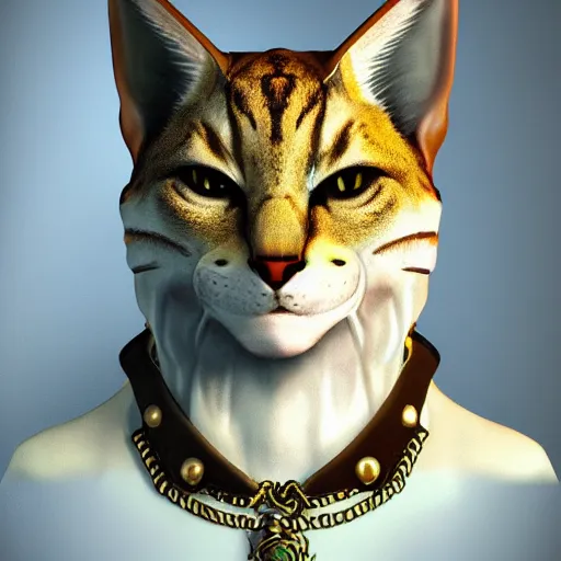 Prompt: d & d style portrait, tabaxi male in studded leather.