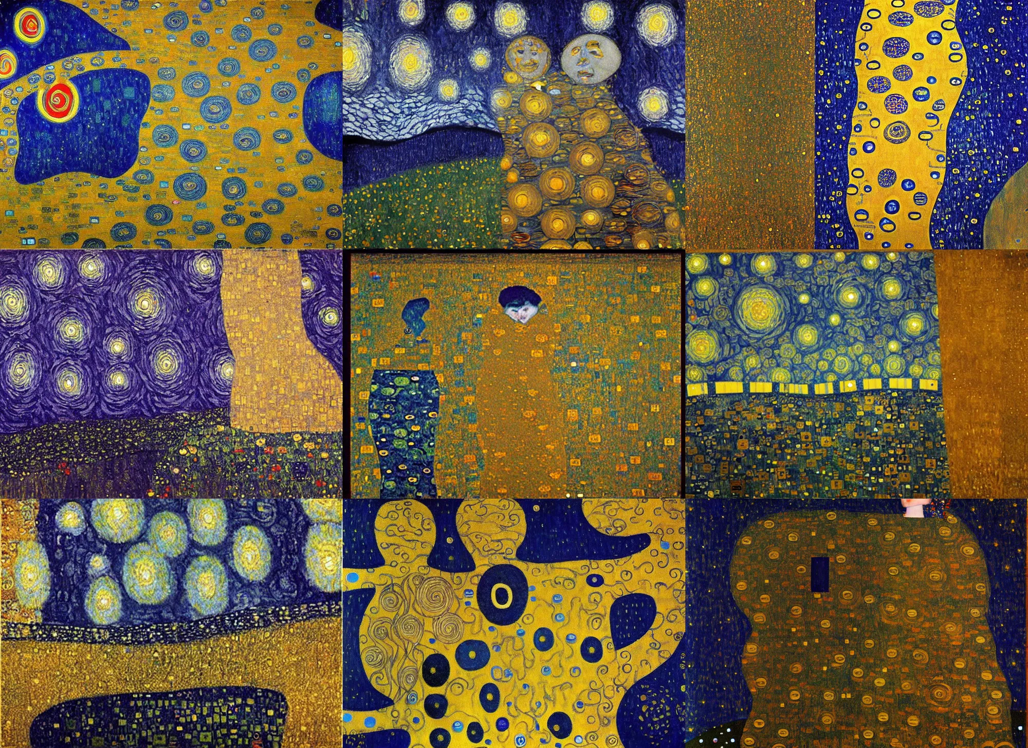 Prompt: Starry Night, painted by Gustav Klimt