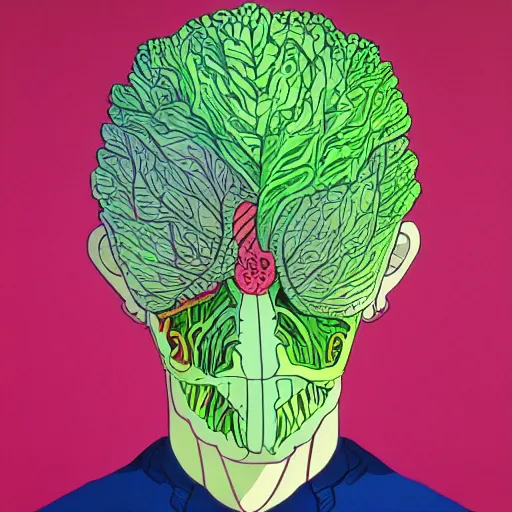 Prompt: the anatomy of a head of lettuce, an ultrafine detailed painting by james jean, intricate linework, bright colors, studio ghibli, behance contest winner, vanitas, angular, altermodern, unreal engine
