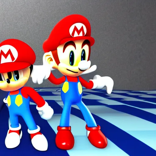 Prompt: photorealistic Sonic and Mario at a 1960s cocktail party