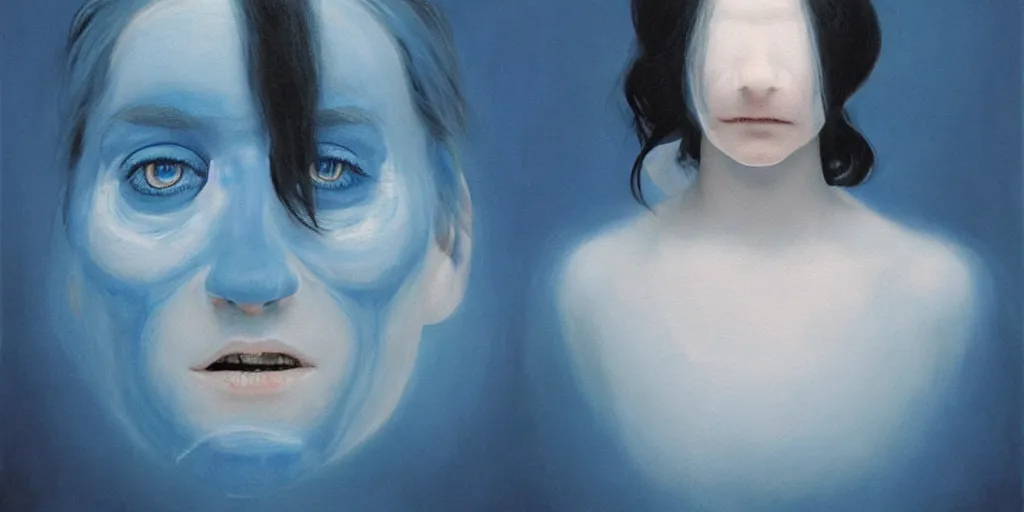 Image similar to with malice, your blue skin, with malice, your blue eyes, with malice, your, white smile with malice, your whole body, at last, with malice, with malice, will it be when i stay awake thinking of her, does she think a little about me? painting by gottfried helnwein