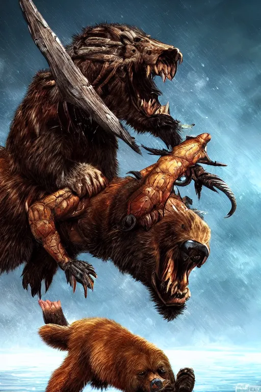 Prompt: Predator fighting a bear highly detailed artstation