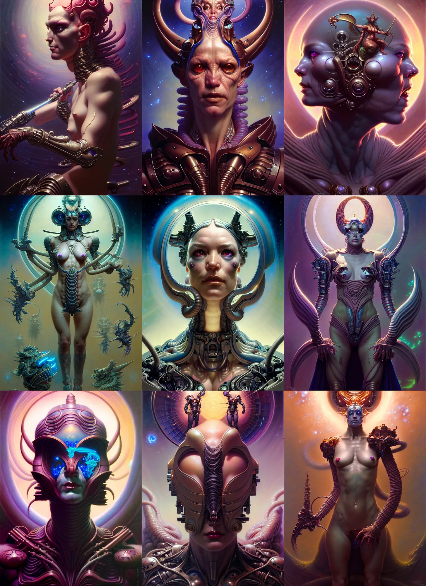 Image similar to beautiful gemini fantasy character portrait, ultra realistic, wide angle, intricate details, total recall artifacts, highly detailed by peter mohrbacher, hajime sorayama, wayne barlowe, boris vallejo, aaron horkey, gaston bussiere, craig mullins