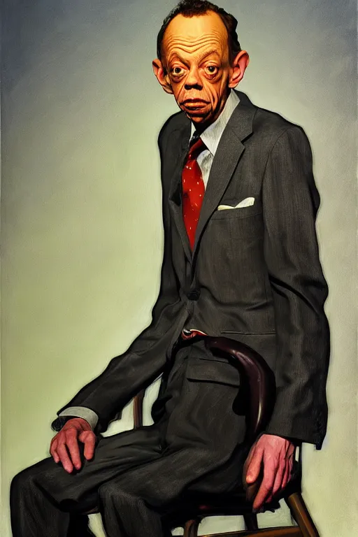 Image similar to portrait of don knotts sitting with full face full figure, in the style of disco elysium, expressionism, artstation, trending, andrew wyeth, jamie wyeth, john singer sargent,