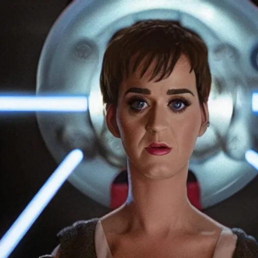 Image similar to movie still of katy perry as luke skywalker in star wars