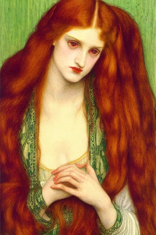 Prompt: poor girl, painting by rossetti detailed art,