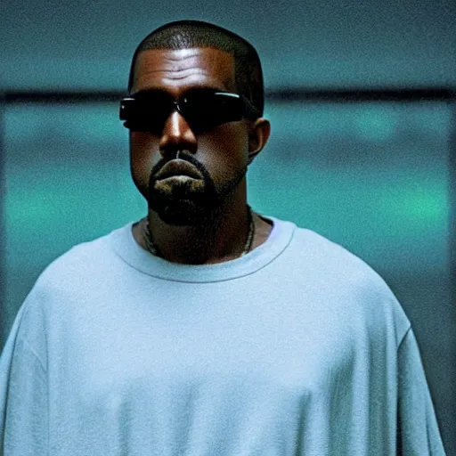 Prompt: a film still of Kanye West in The Matrix