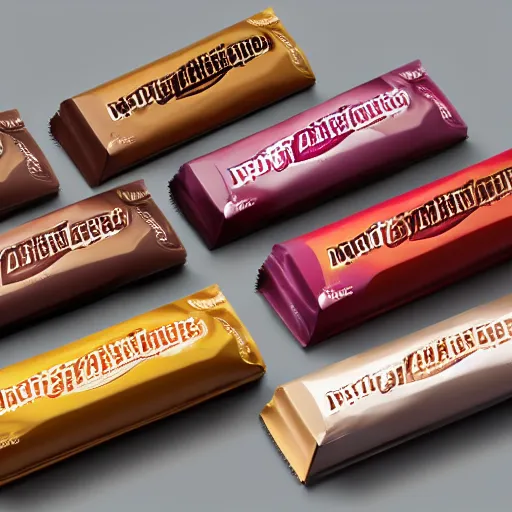 Image similar to chocolate candy bar packaging, 2 0 1 0 s style, very appealing, marketing photo