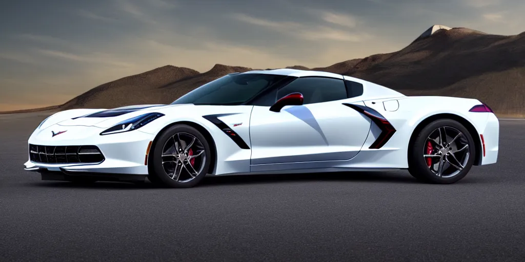 Image similar to chevrolet corvette stingray coupe z 5 1 2 lt, in chrome, render, 4 k, photoreal, photo