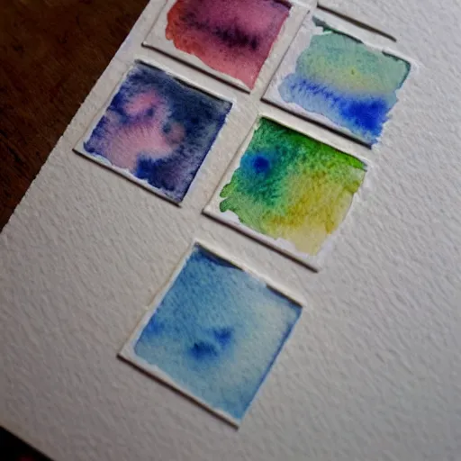 Prompt: tiny warm watercolor prints