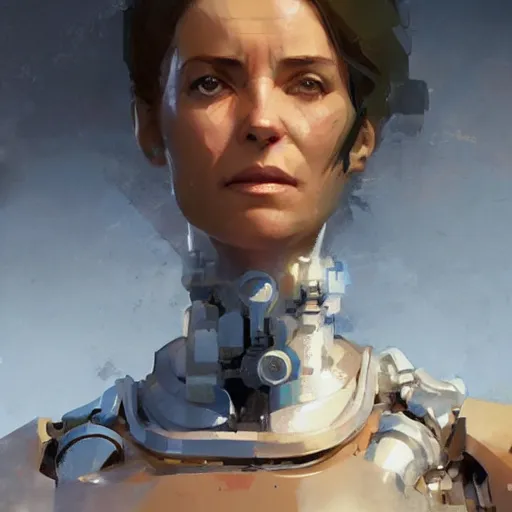 Prompt: a brawny steam - age woman, cybernetically enhanced, sci fi character portrait by greg rutkowski, craig mullins