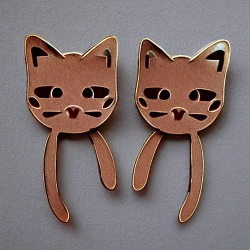 Image similar to 2d lasercut cat earrings, popular on artstation, popular on deviantart, popular on pinterest