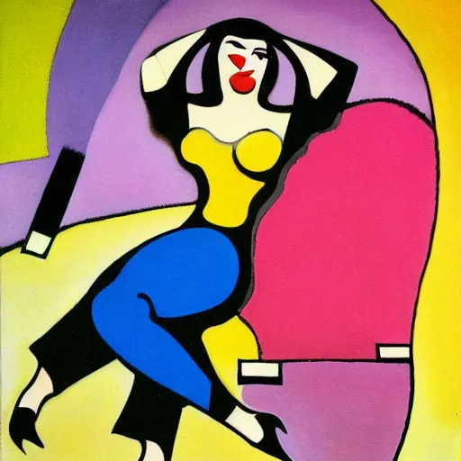Prompt: 1950 pinup girl, art by Wassily Kandinsky