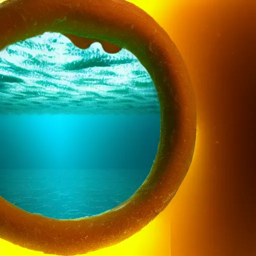 Image similar to donut under water sea , sunk deep water view , under water pictures