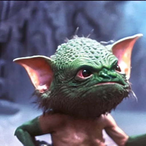 Image similar to a film still of gremlin coming out of water in star wars realistic, detailed