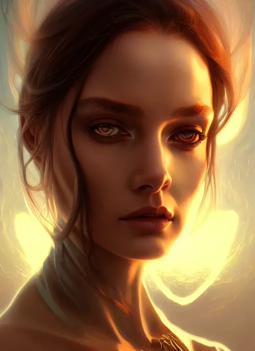 Image similar to futuristic woman portrait, sci-fi, amber eyes, face, long hair, fantasy, intricate, elegant, highly detailed, digital painting, artstation, concept art, smooth, sharp focus, illustration, art by artgerm and greg rutkowski and alphonse mucha