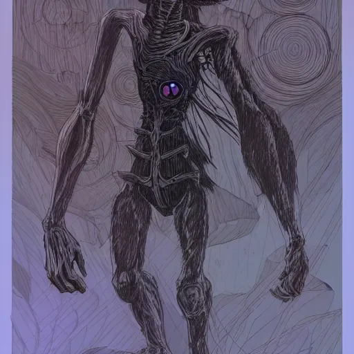 Image similar to a dark humanoid, hyper detailed, in the style of studio ghibli and and studio ghibli and studio ghibli, selfie