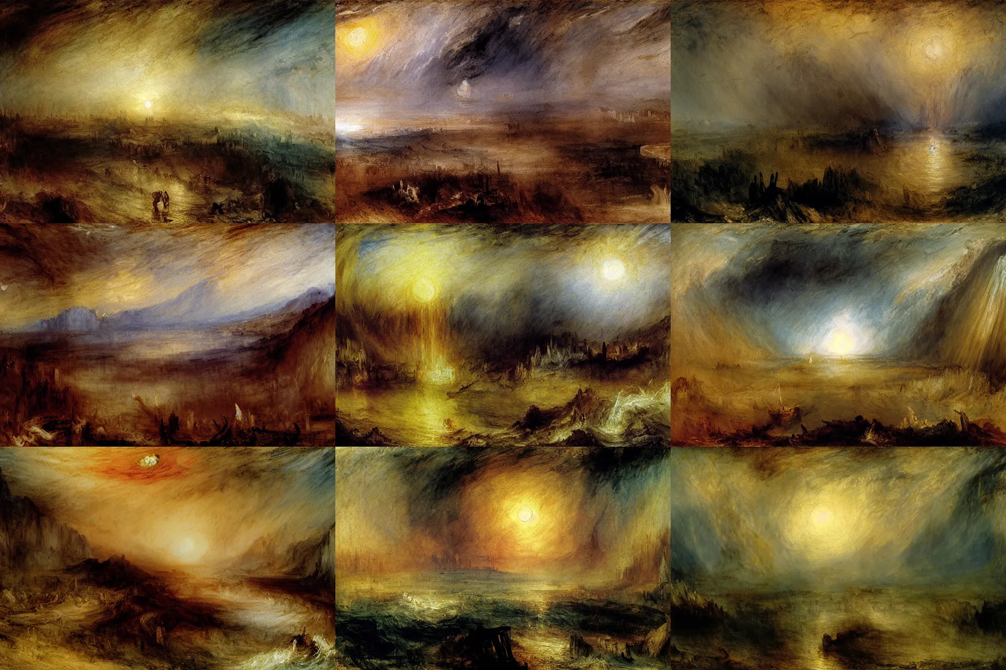 Prompt: The sunless lands, painting by William Turner