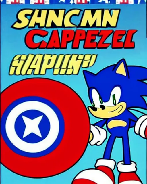 Image similar to sonic the hedgehog with captain america's shield promoting the war against capitalism propaganda poster, communist propaganda