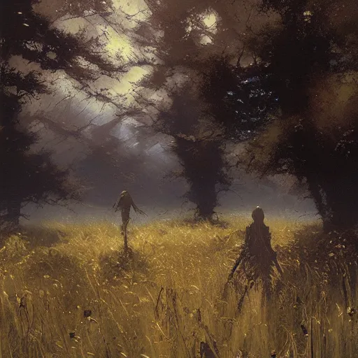 Image similar to the asphodel meadows, eerie, craig mullins