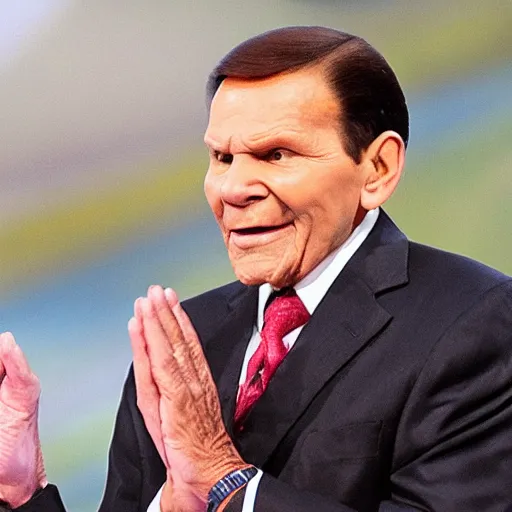 Image similar to kenneth copeland as muslim kneeling and praying