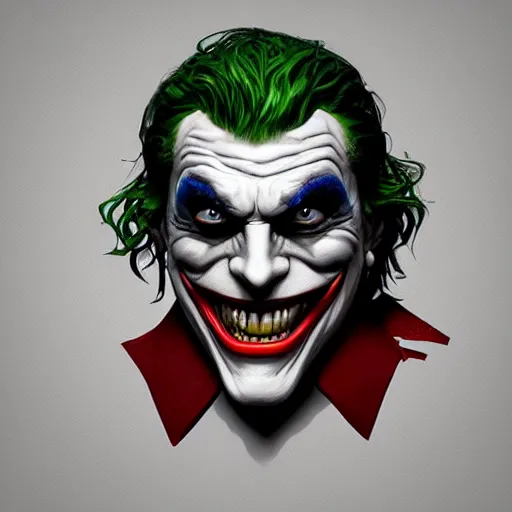 Image similar to the joker, concept art by jason a. engle, featured on zbrush central, photorealism, zbrush, lovecraftian, hard surface modeling