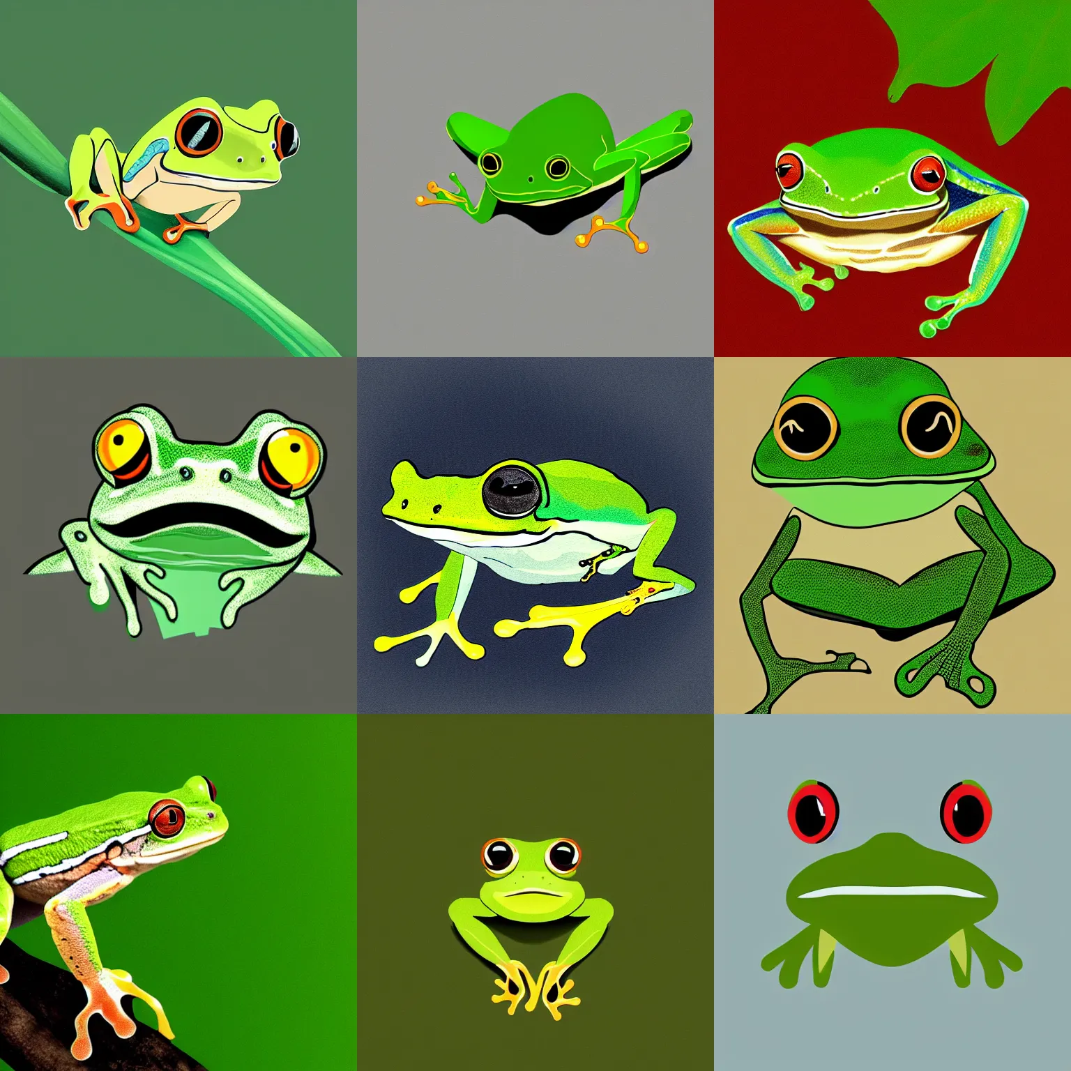 Prompt: Amazon tree frog, minimalist illustration