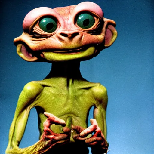 Image similar to mysterious alien creature ( 1 9 8 8 ), mac, mac and me, bold natural colors, national geographic photography, masterpiece, full shot