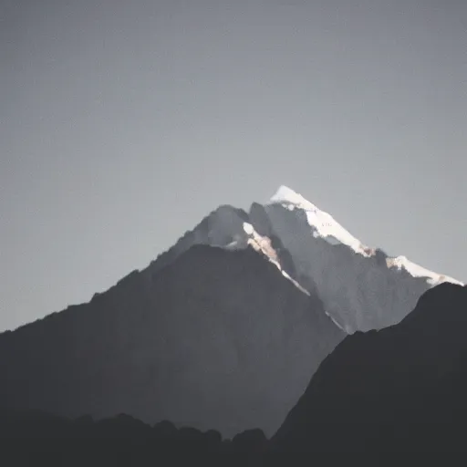 Image similar to a black dot in the sky stretching out a mountain, dark lighting, landscape