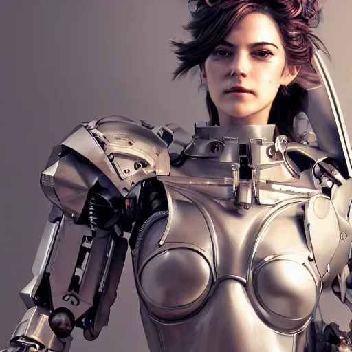 Image similar to studio portrait of tracey emin cosplay as mecha paladin absurdly beautiful, elegant, young sensual graceful woman, ultrafine hyperrealistic detailed face illustration by kim jung gi, irakli nadar, intricate linework, colors, matte, octopath traveler, final fantasy, octane render, trending on artstation, intricate environment