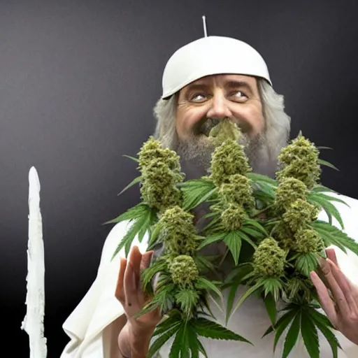 Image similar to Castor Troy as the cannabis pope