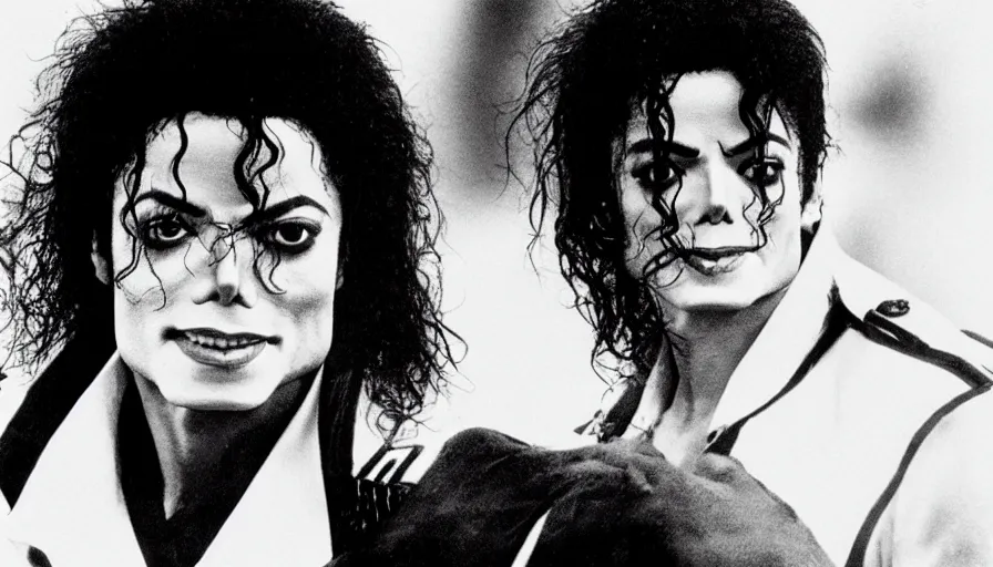 Image similar to Michael Jackson stranger in moscow 2, Black and white